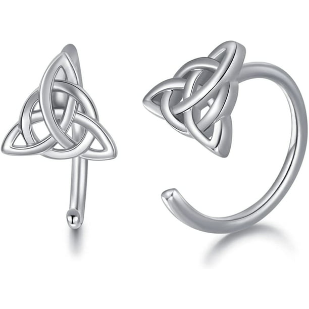 Celtic Knot Created Ruby Round Hoop Earrings in Sterling Silver